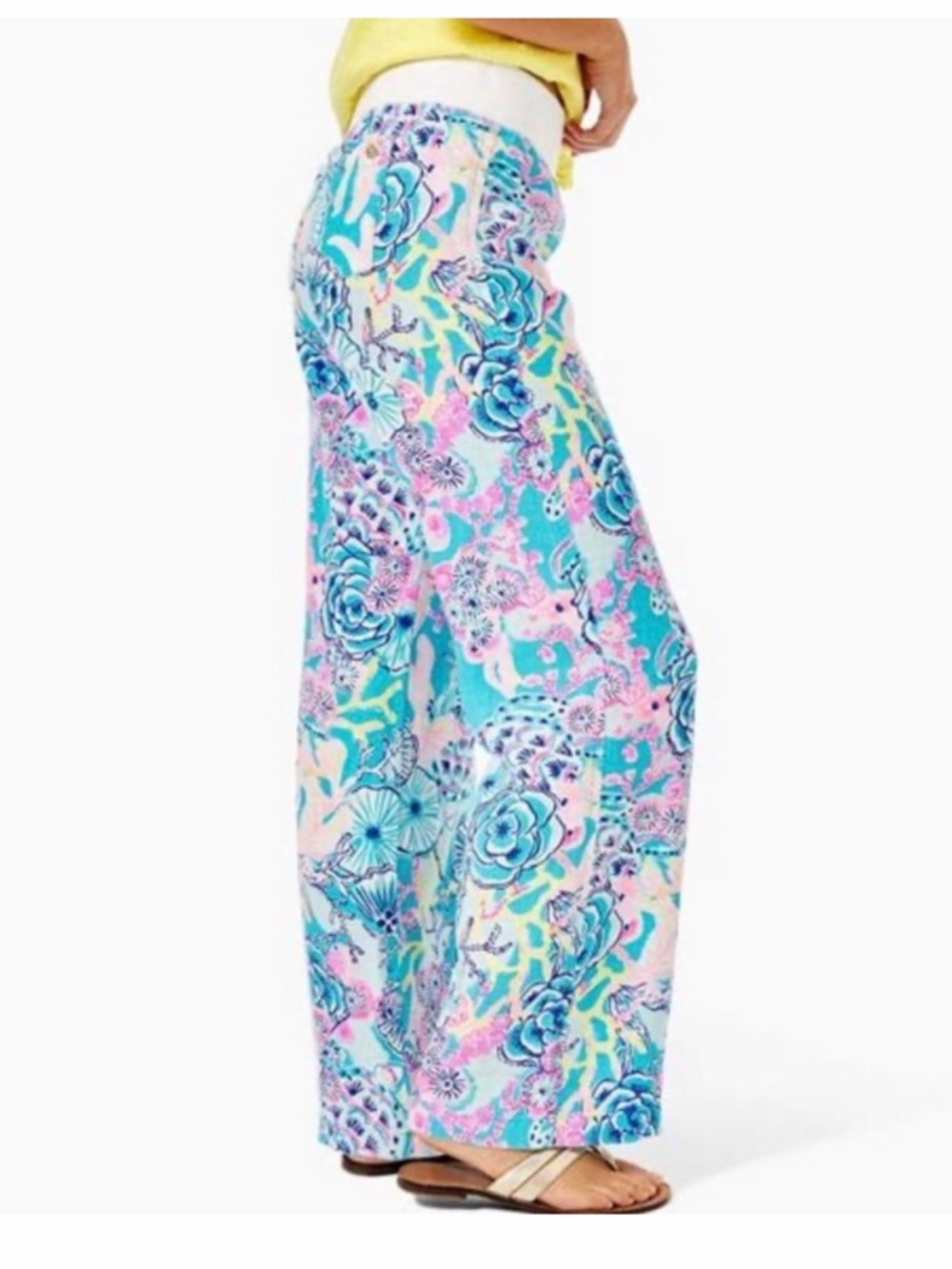 Lilly Pulitzer Beach Palazzo Once Upon A Tide linen Pants NWT SMALL